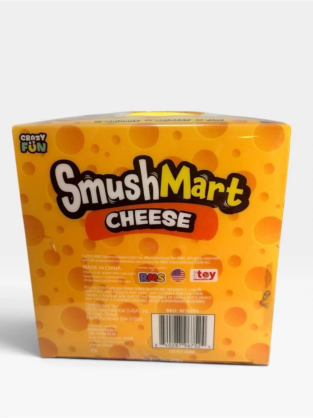 Crazy Fun SmushMart Cheese Block Squishy Toy NIB RMS